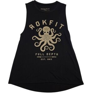 Rokfit Full Depth Octopus Graphic Muscle Tank Top Black Medium